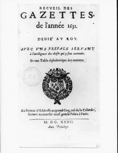 Title Page of the First Collection of 